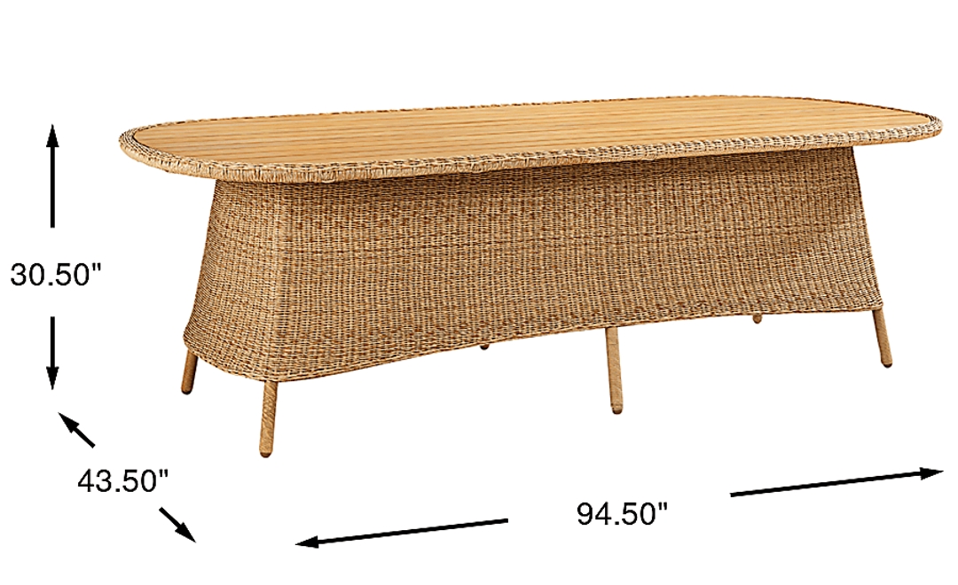Sarina Bay Natural 95 in. Outdoor Dining Table