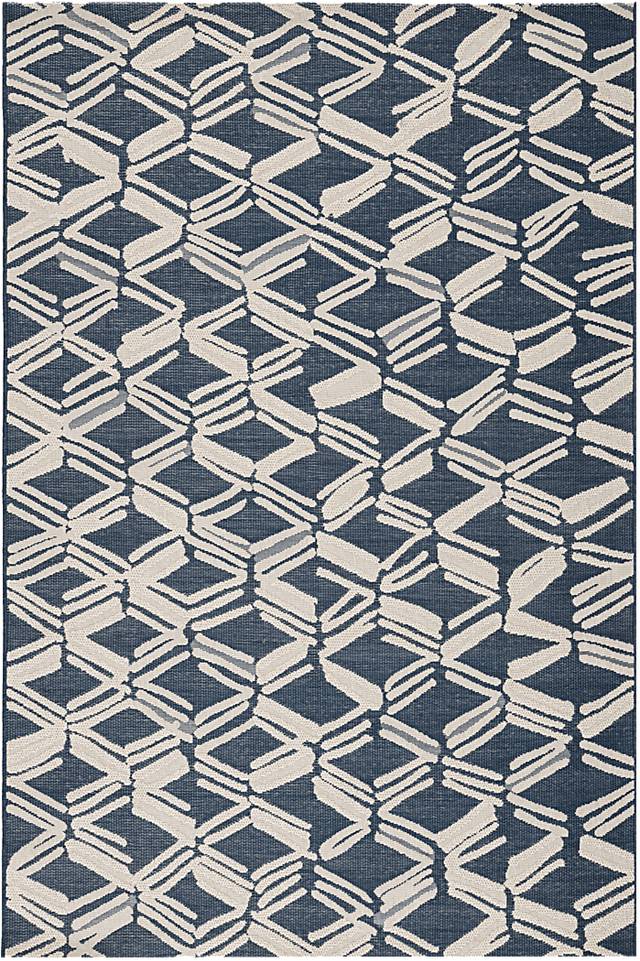 Sarito Dark Blue 7'10 x 10'10 Indoor/Outdoor Rug - Thumbnail - Image 1