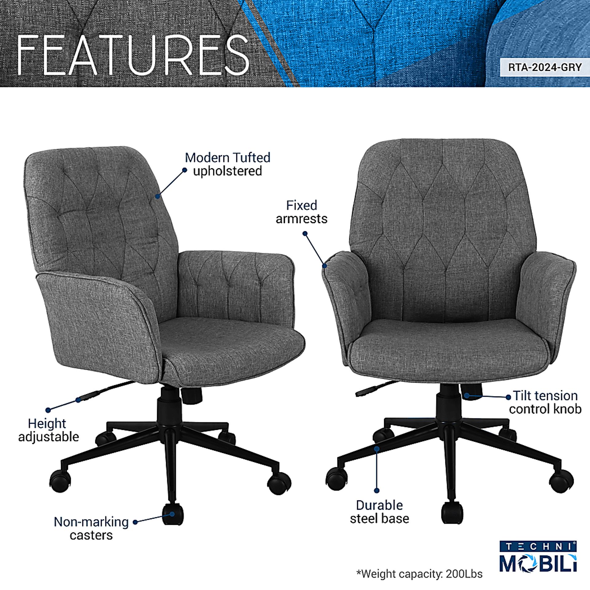 Sarosa Gray Office Chair - Image 4