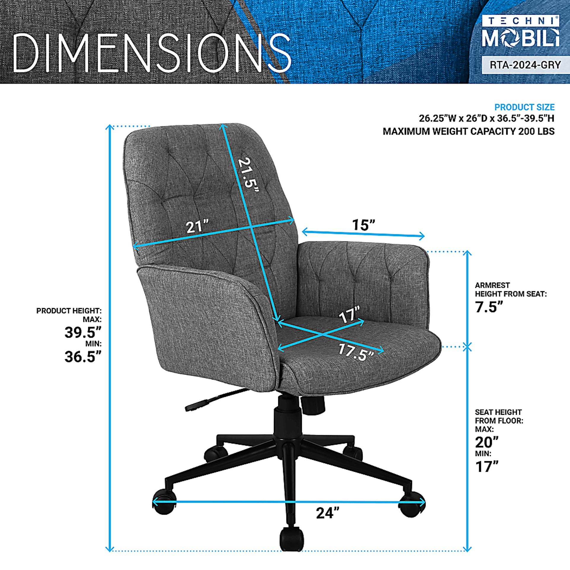 Sarosa Gray Office Chair - Image 5