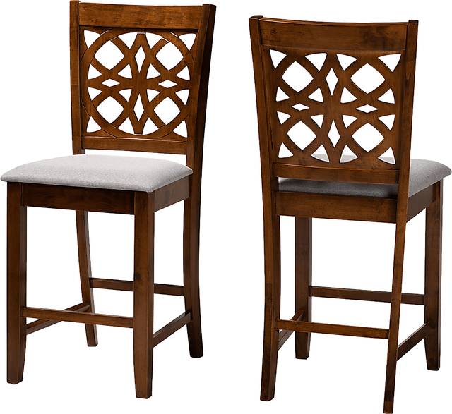 Sarria Walnut Brown Counter Stool, Set of 2 - Thumbnail - Image 1