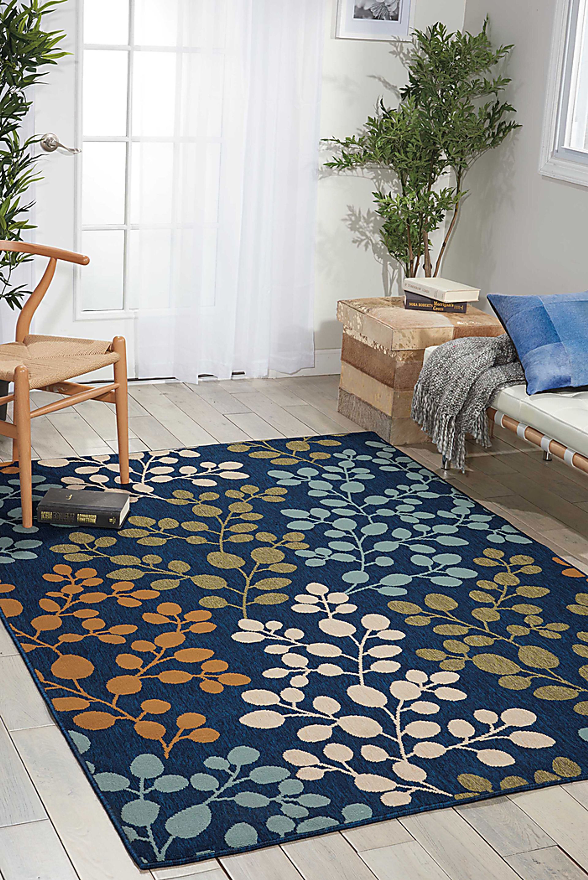 Sarvin Navy 5' x 8' Indoor/Outdoor Rug - Image 5