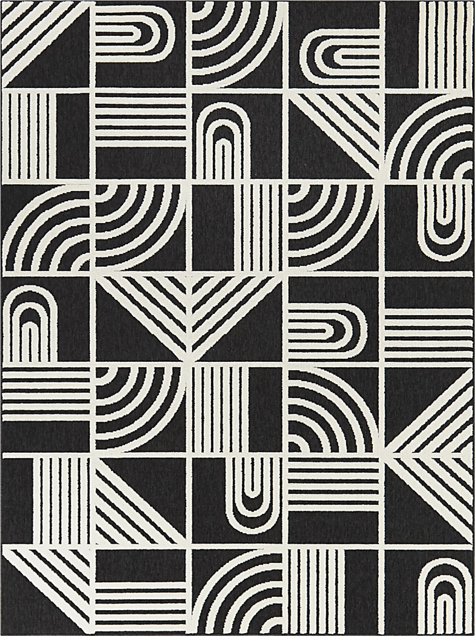 Sassuolo Black 5'3 x 7' Indoor/Outdoor Rug - Image 1