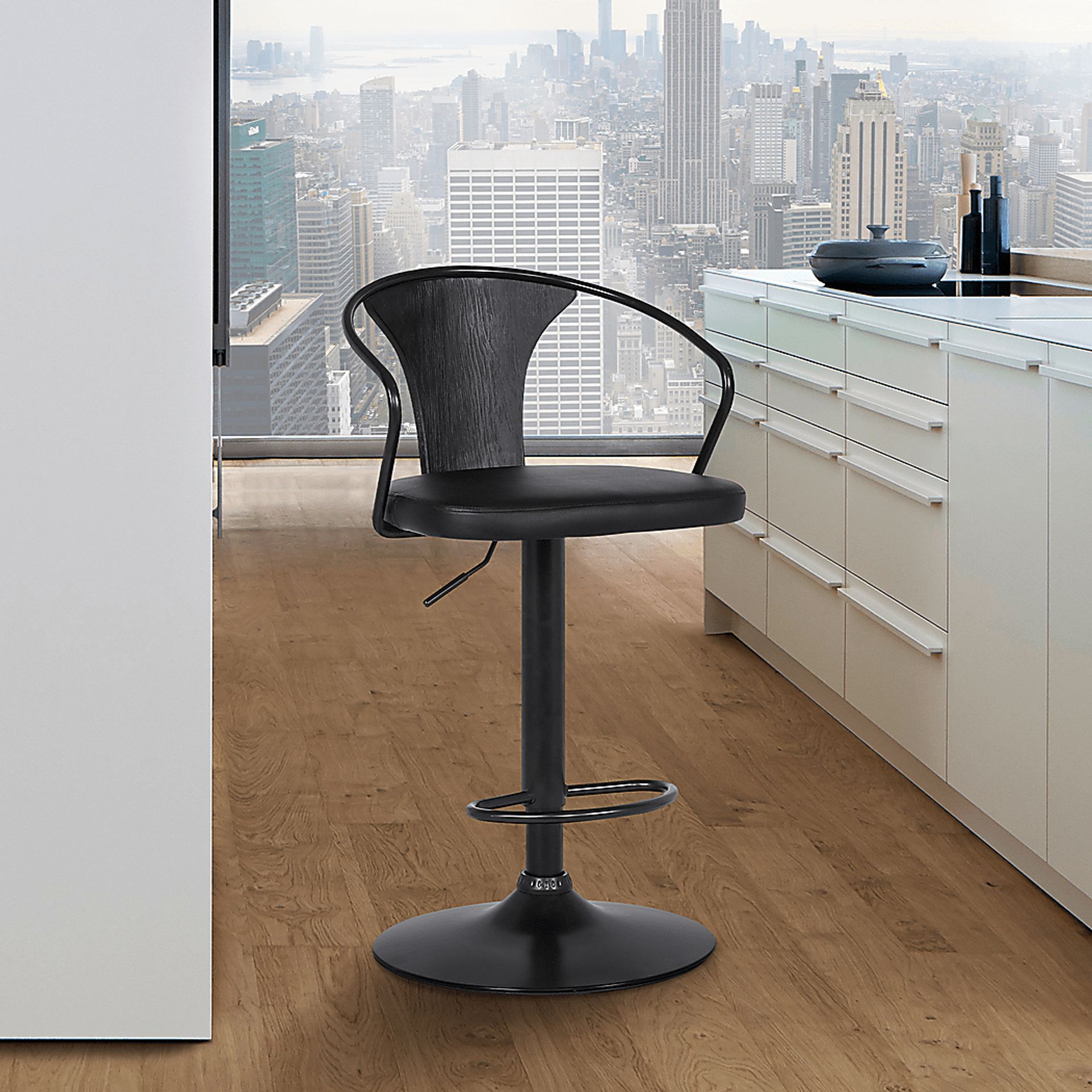 Saujour Black Swivel Barstool - Image 2
