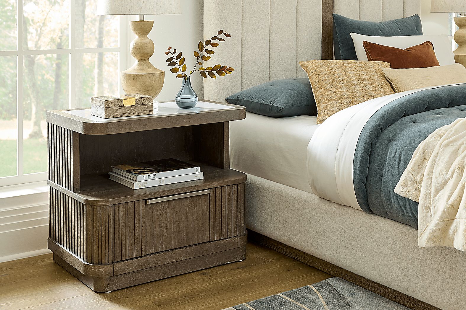 Sausalito Brown 1-Drawer Nightstand - Thumbnail 3