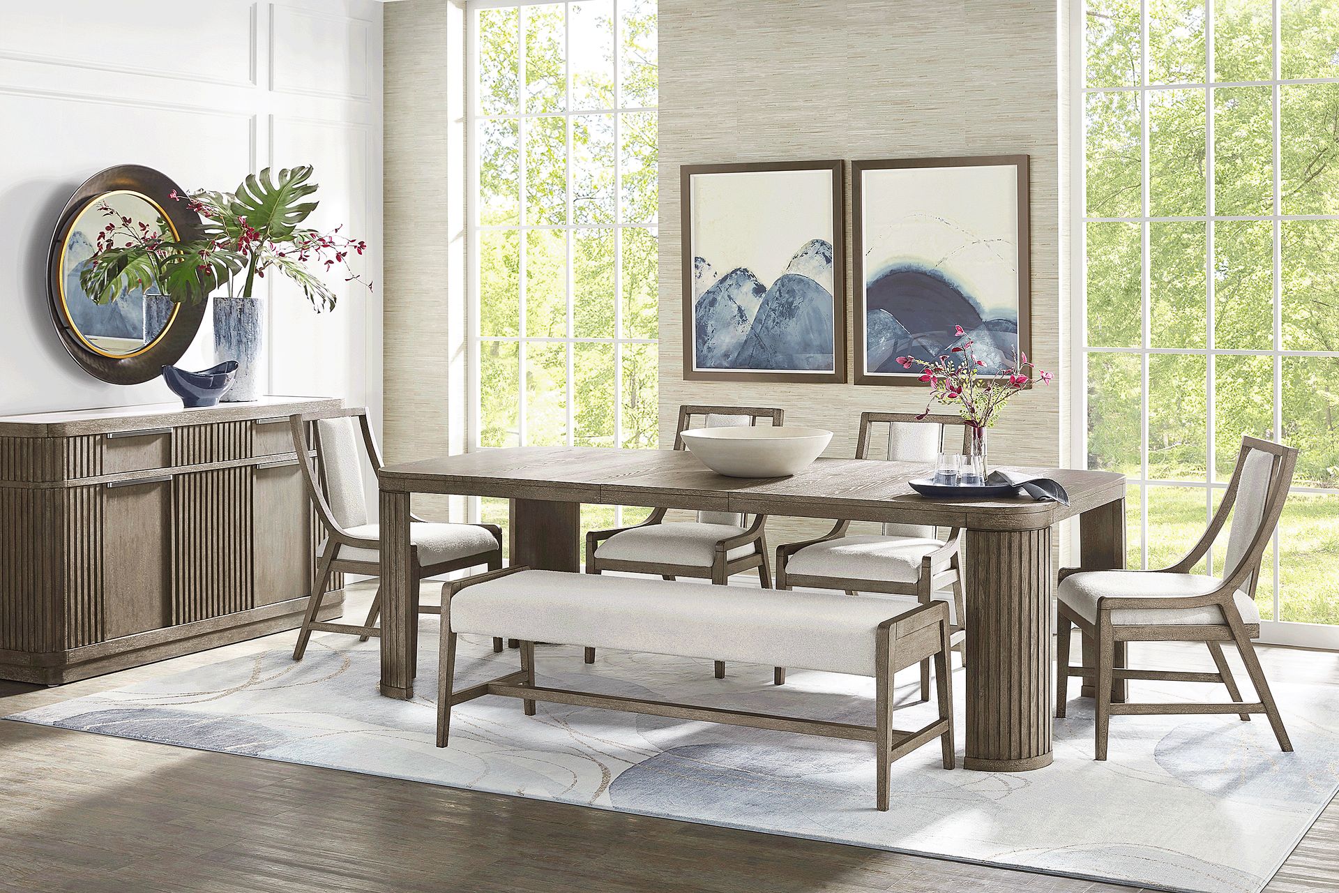 Sausalito Brown 6 Pc Dining Room with Bench - Image 1