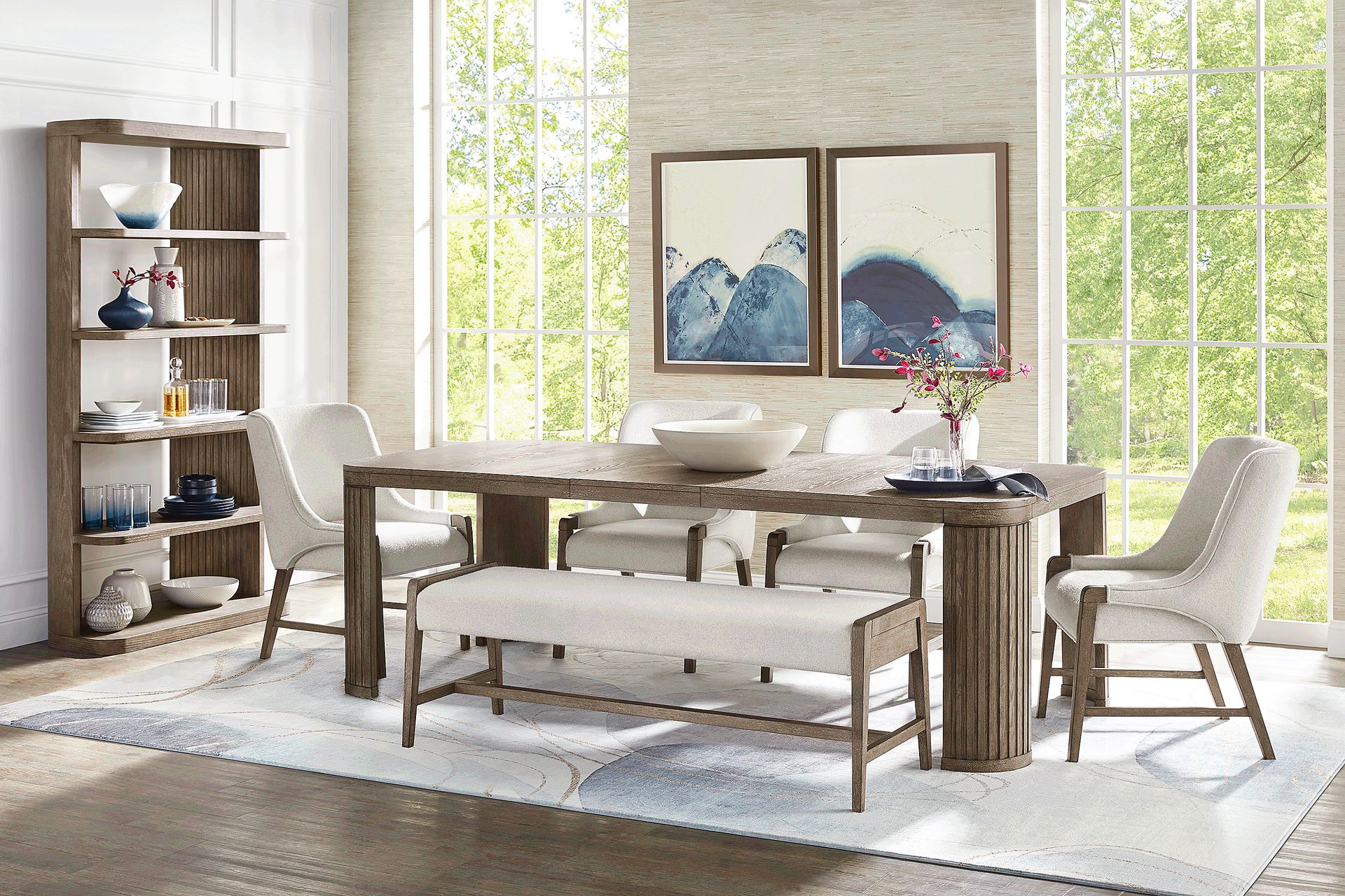Sausalito Brown 6 Pc Dining Room with Bench - Image 1