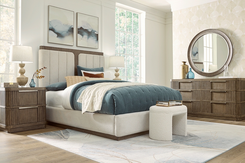 Sausalito Brown 5 Pc Queen Upholstered Bedroom