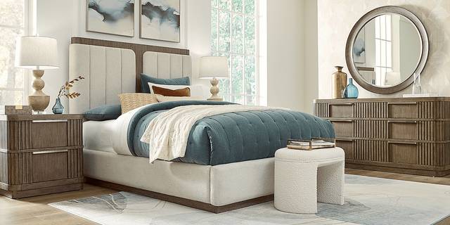 Sausalito Brown 3 Pc Queen Upholstered Bed - Thumbnail - Image 2