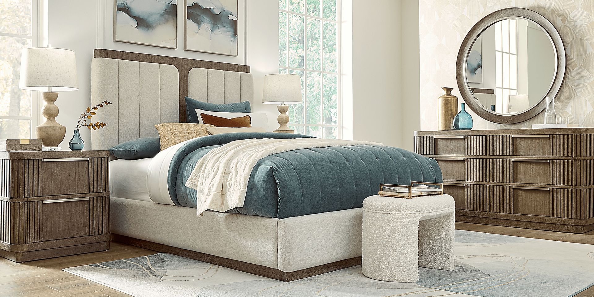 Sausalito Brown 3 Pc Queen Upholstered Bed - Image 2