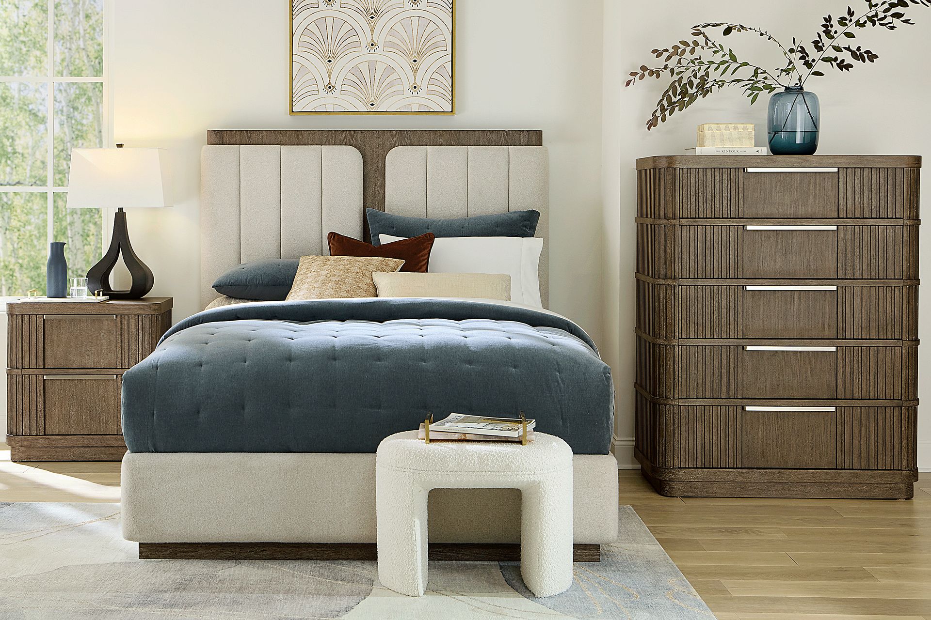 Sausalito Brown 5 Pc Queen Upholstered Bedroom - Image 1