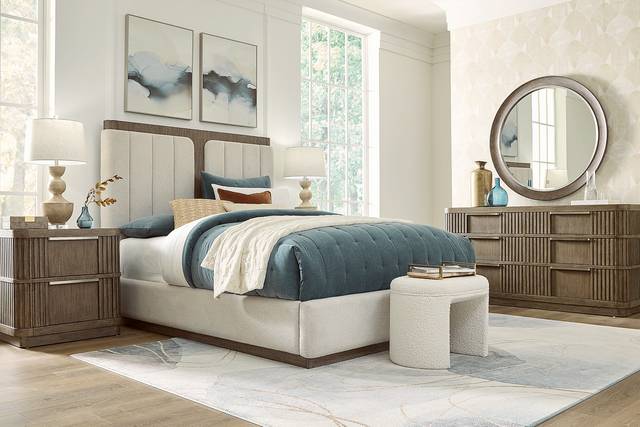 Sausalito Brown 7 Pc King Upholstered Bedroom - Thumbnail - Image 1