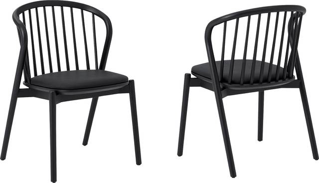 Savafait Black Side Chair, Set of 2 - Thumbnail - Image 1