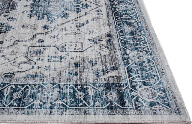 Savanora Ivory/Blue 6' x 9' Rug - Thumbnail - Image 5
