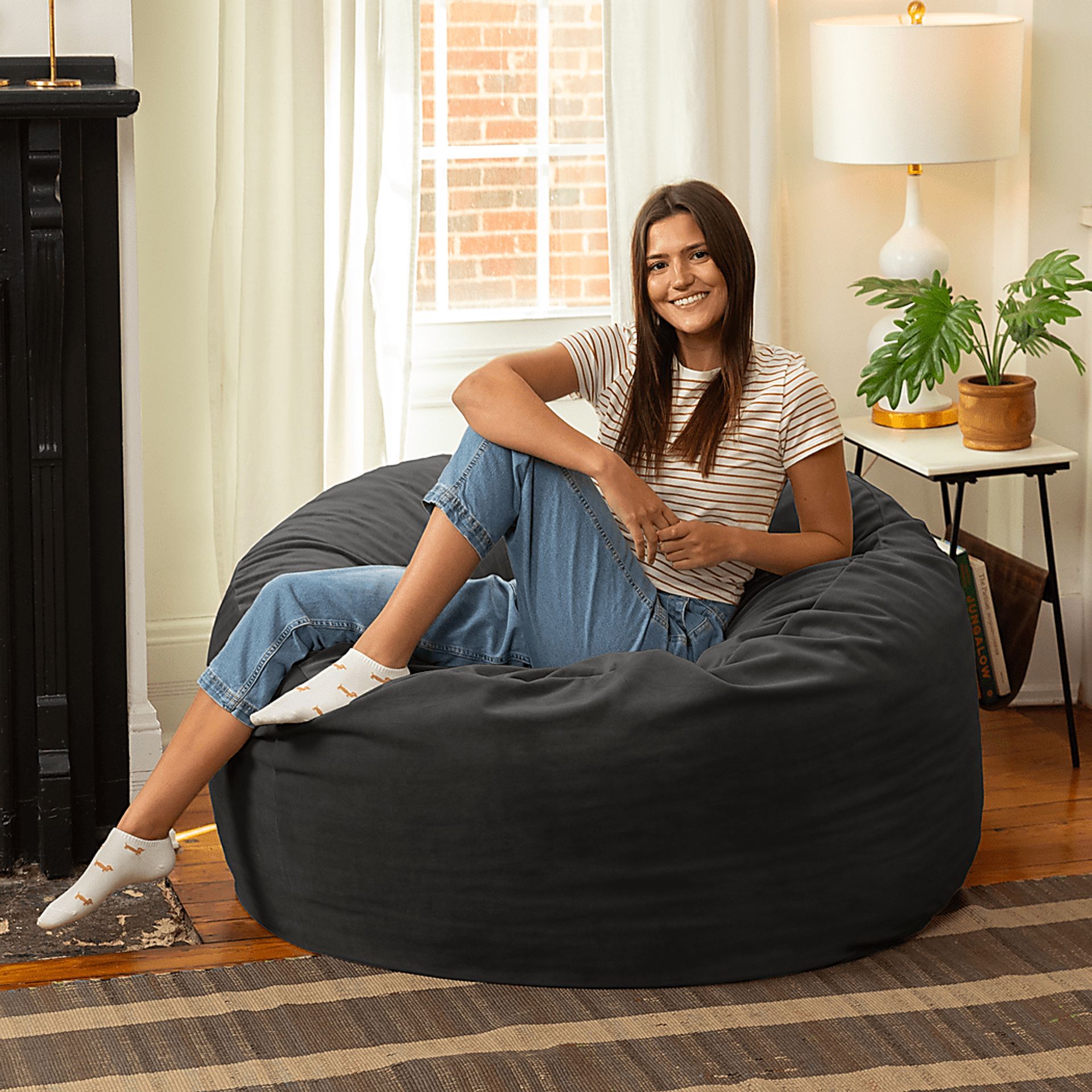 Savenu I Black Large Bean Bag Chair - Image 5