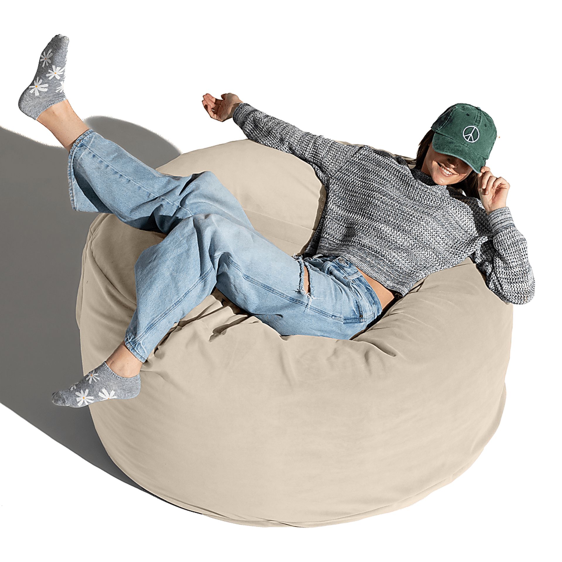 Savenu I Ivory Large Bean Bag Chair - Image 8