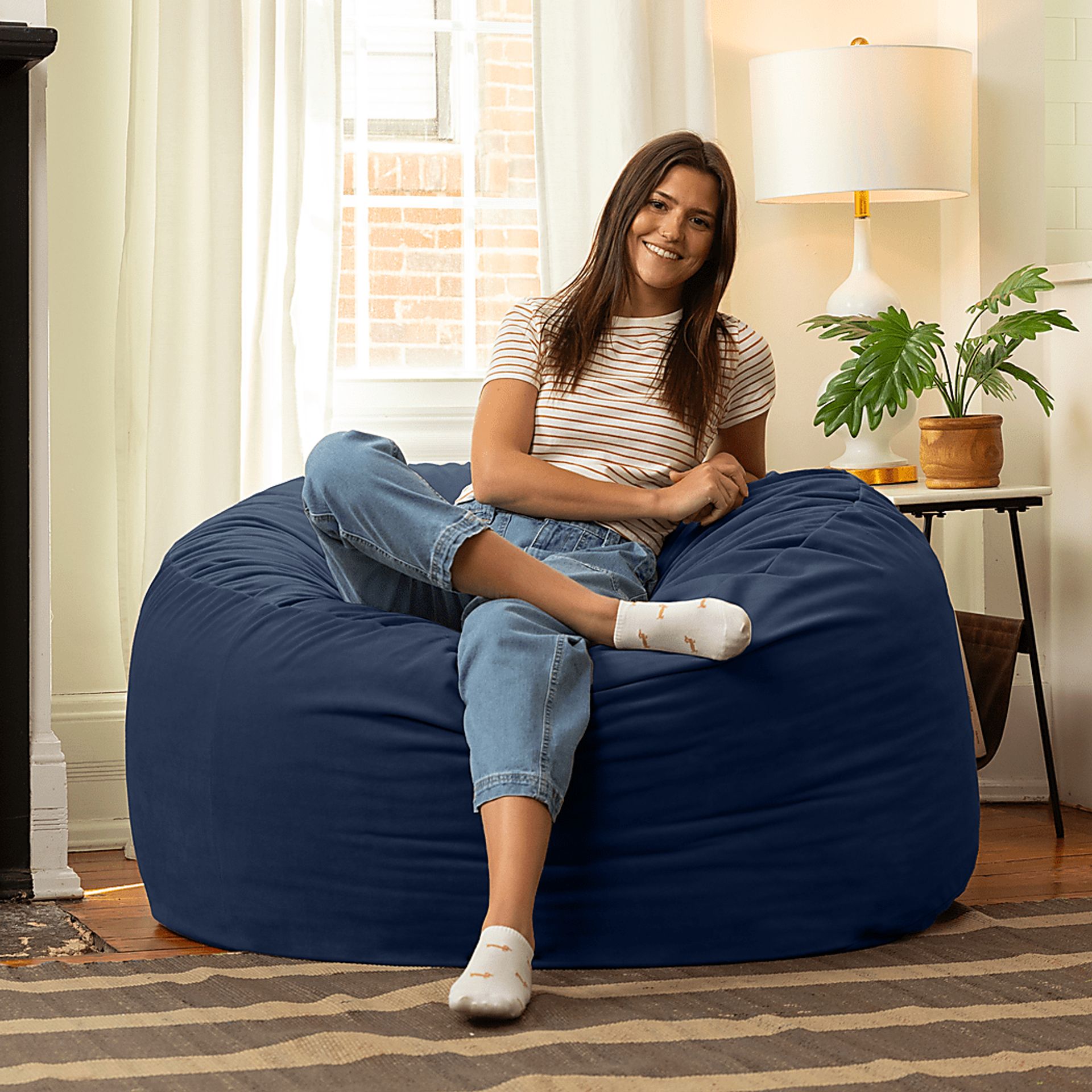 Savenu I Navy Large Bean Bag Chair - Image 4