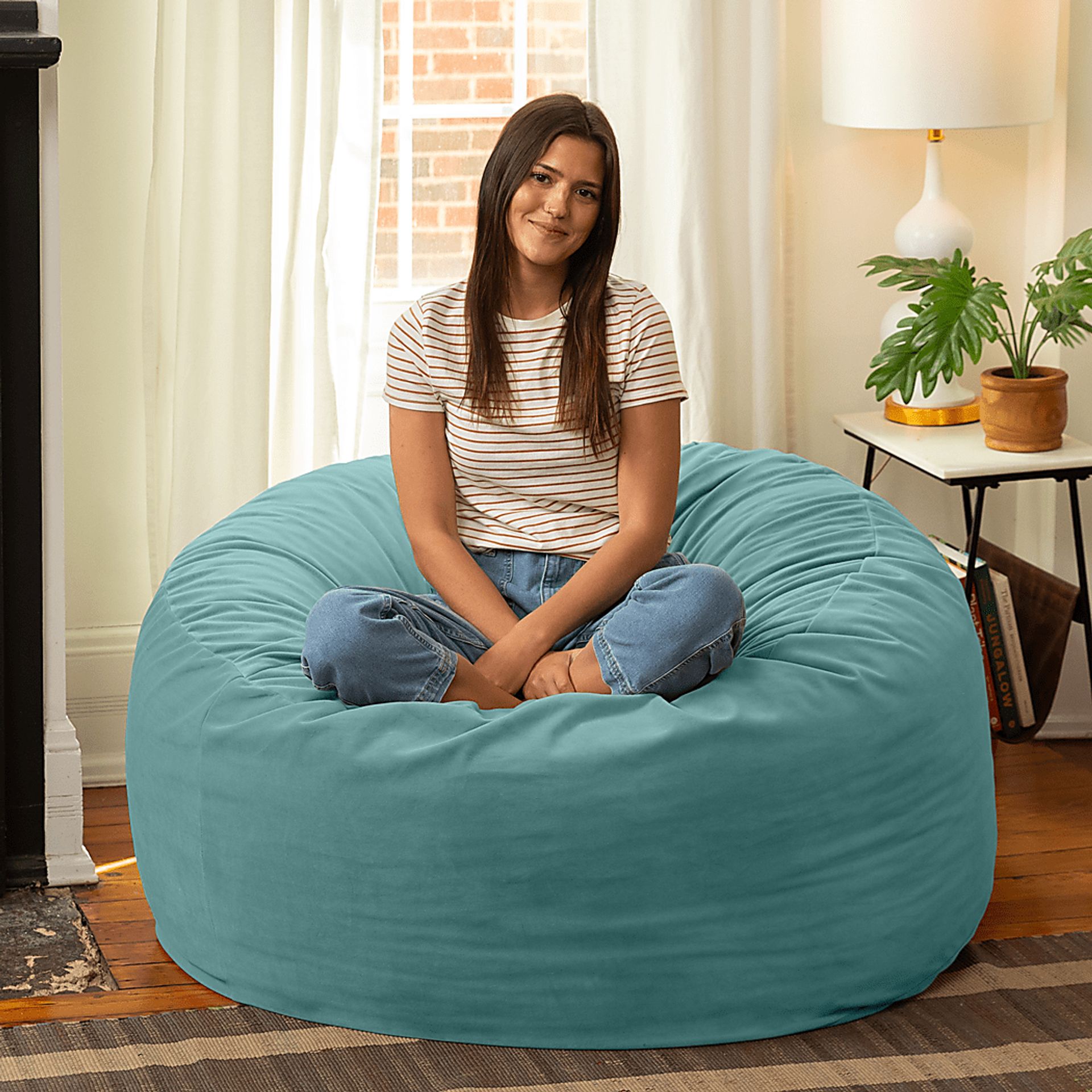 Savenu I Turquoise Large Bean Bag Chair - Image 6