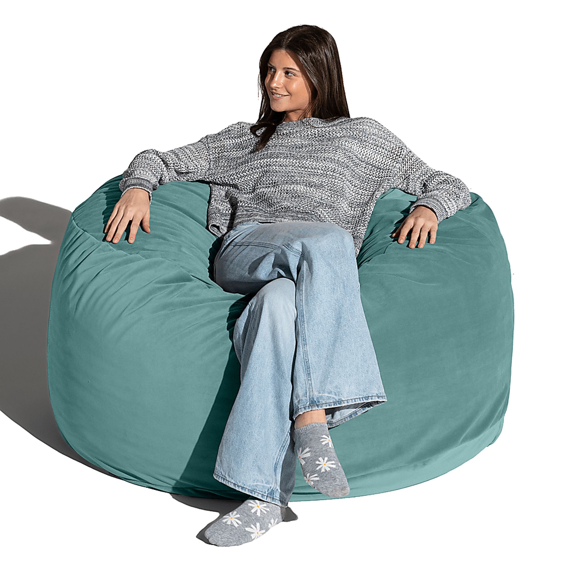 Savenu I Turquoise Large Bean Bag Chair - Image 7