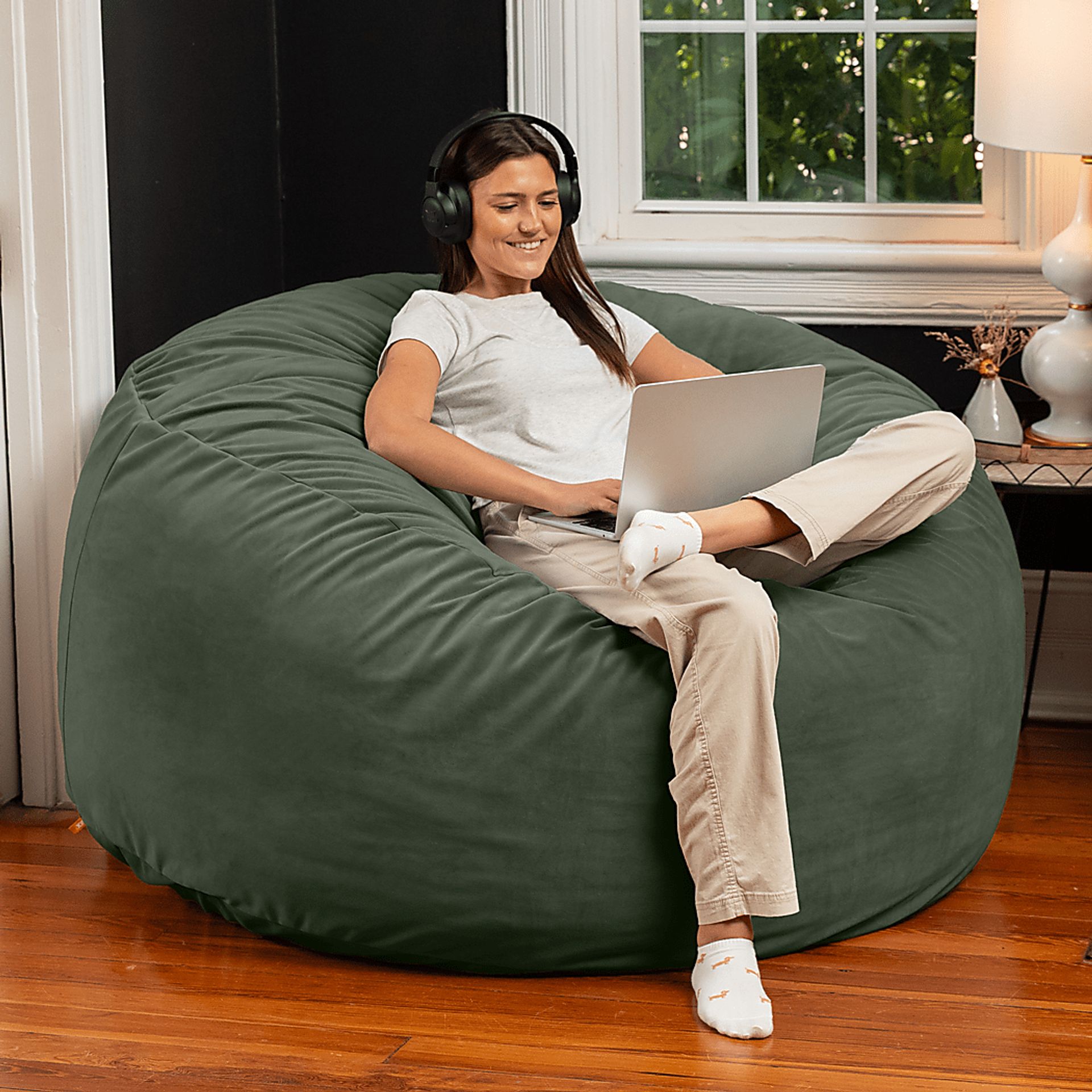 Savenu II Green Large Bean Bag Chair - Image 2