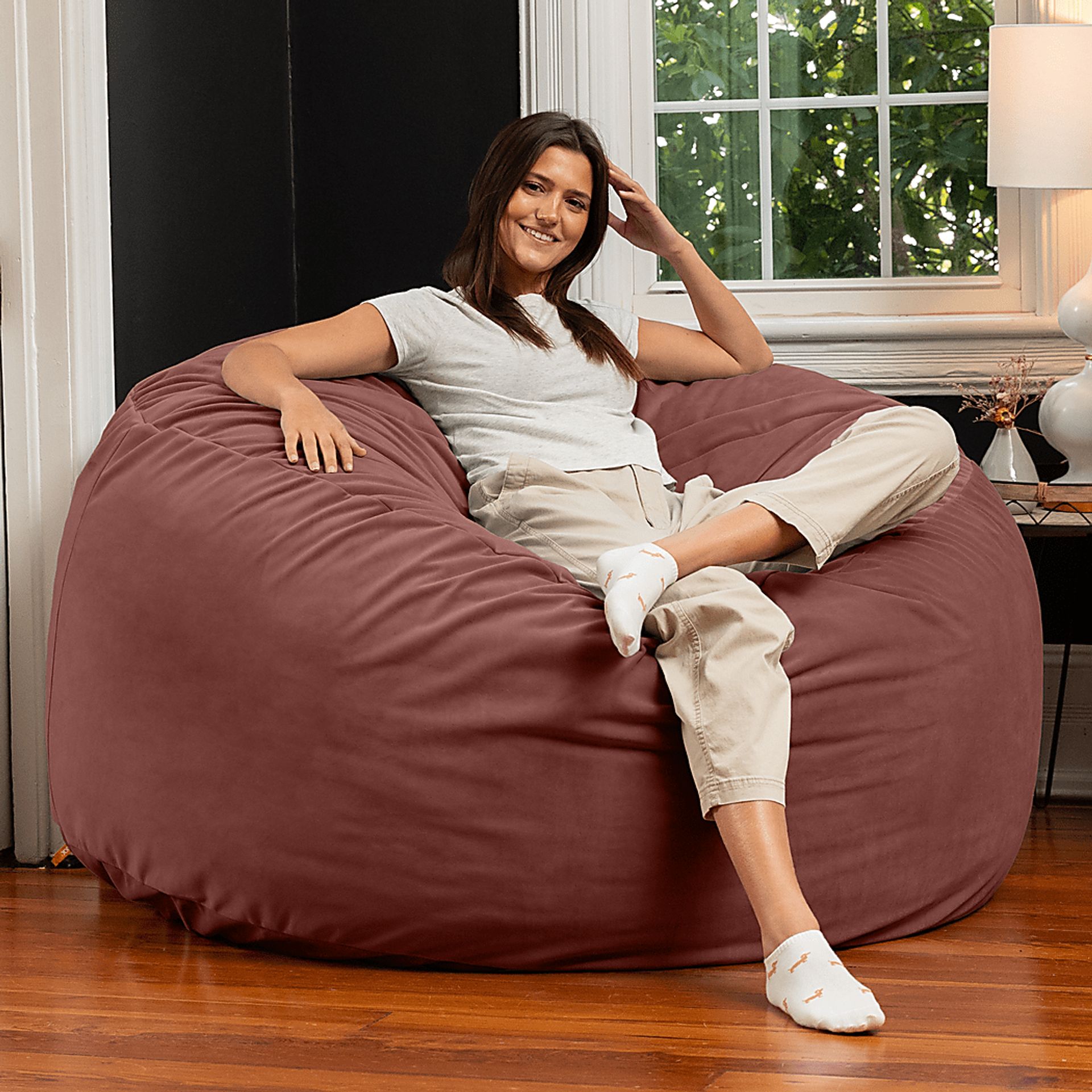 Savenu II Mauve Large Bean Bag Chair - Image 3