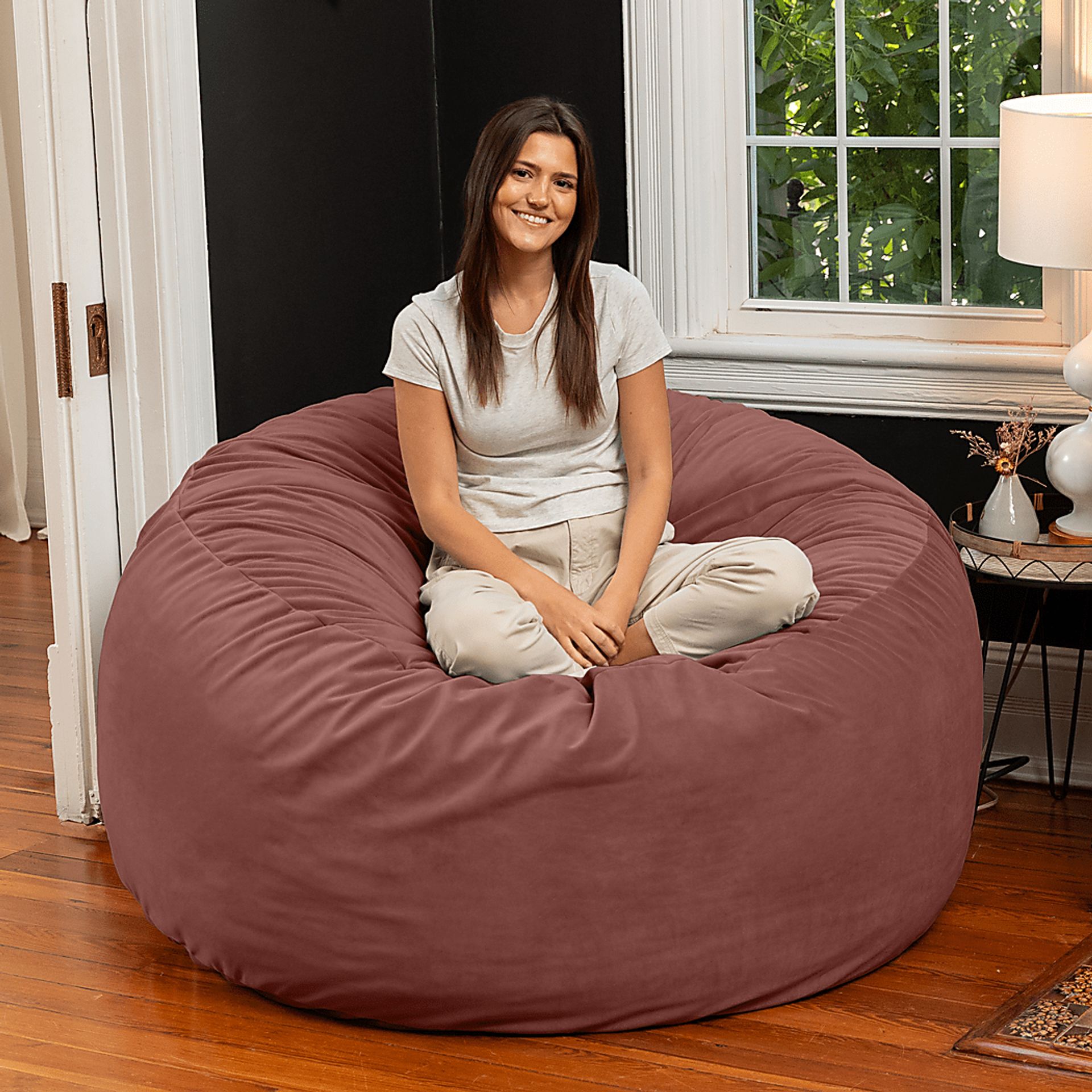 Savenu II Mauve Large Bean Bag Chair - Image 4