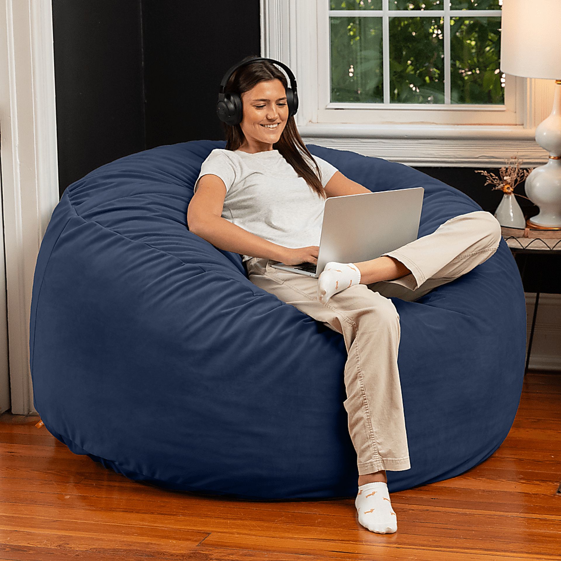 Savenu II Navy Large Bean Bag Chair - Image 2