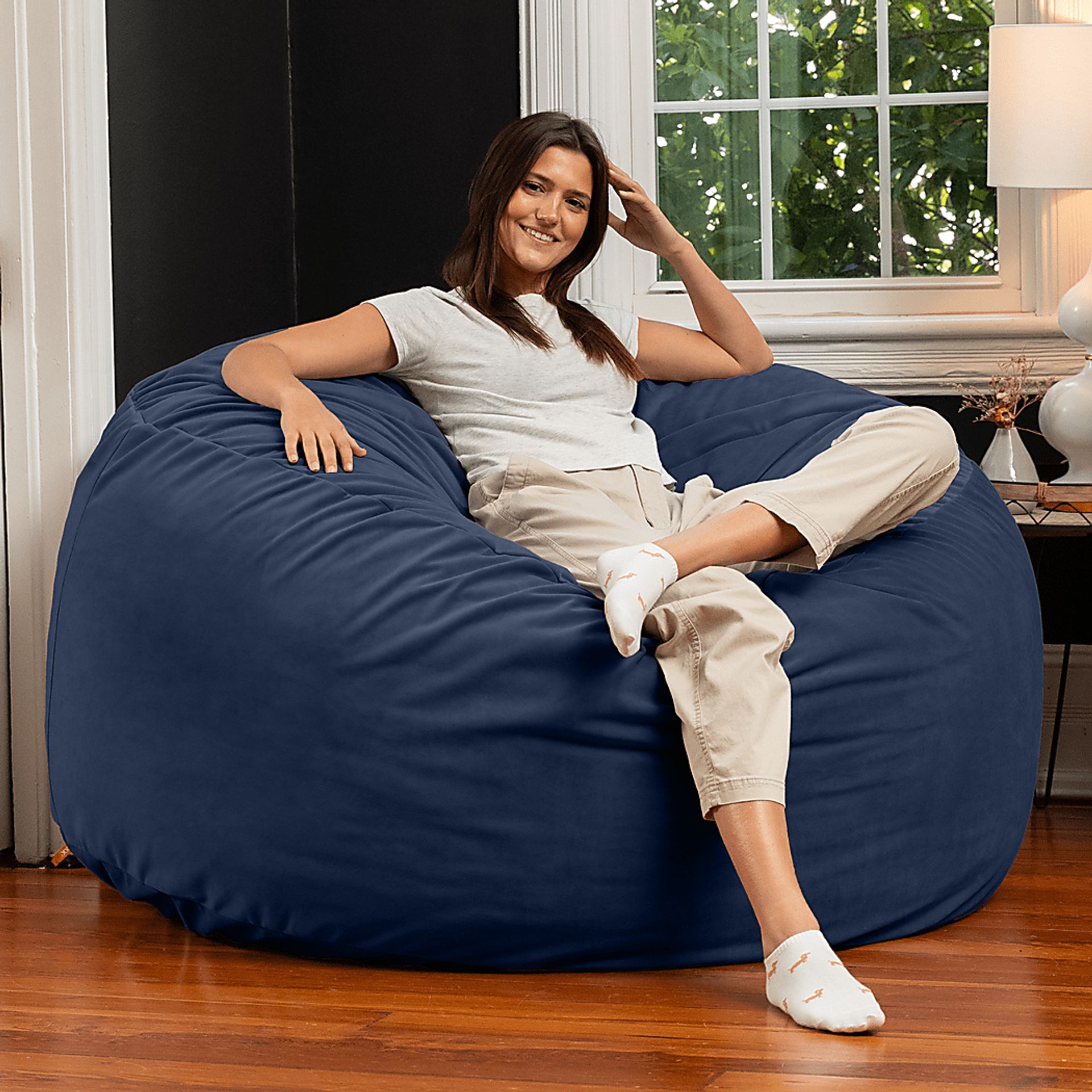 Savenu II Navy Large Bean Bag Chair - Image 3