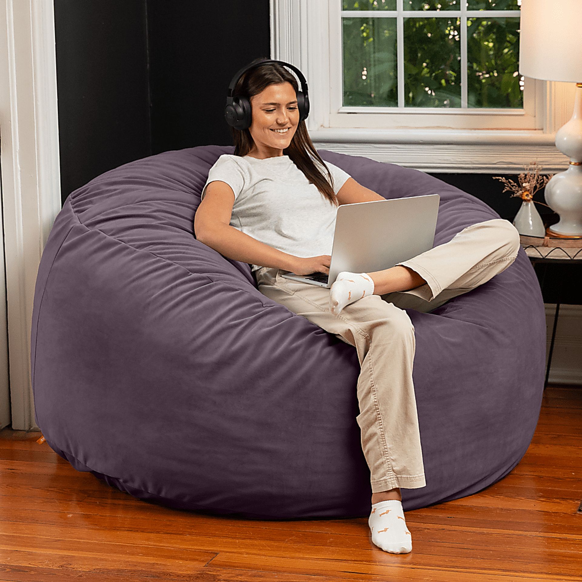 Savenu II Purple Large Bean Bag Chair - Image 2