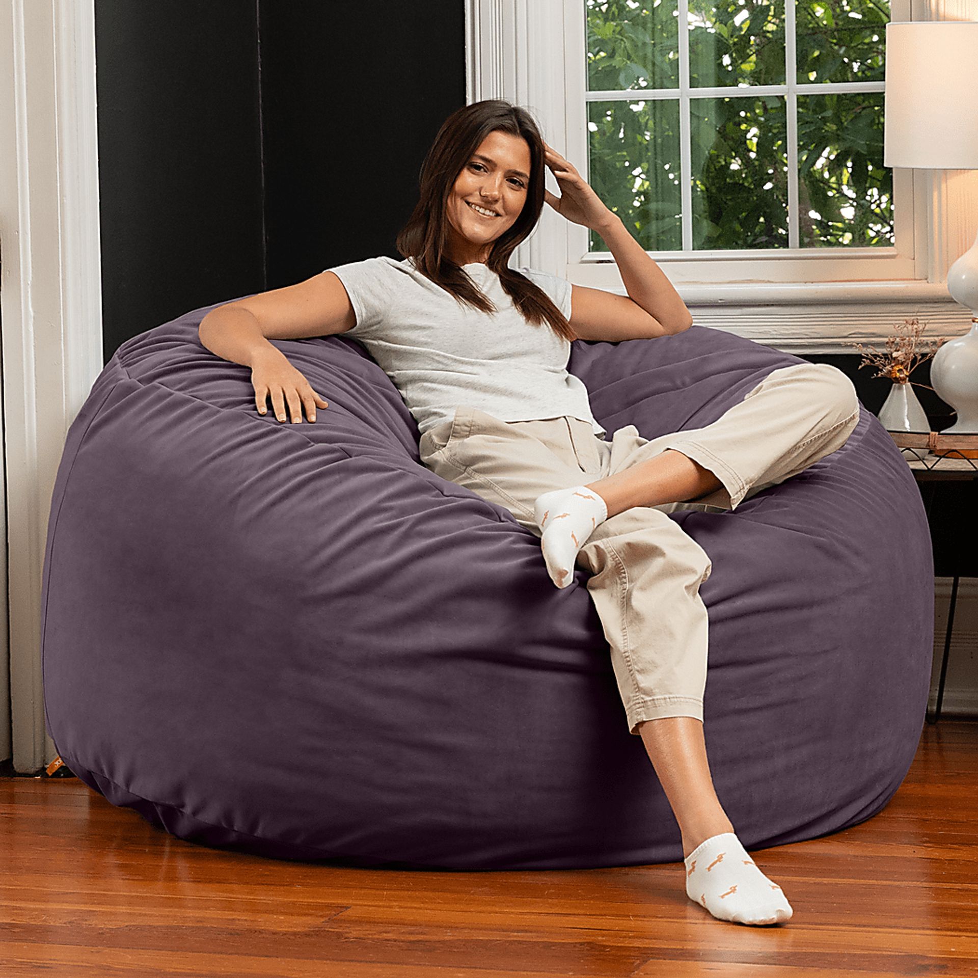 Savenu II Purple Large Bean Bag Chair - Image 3