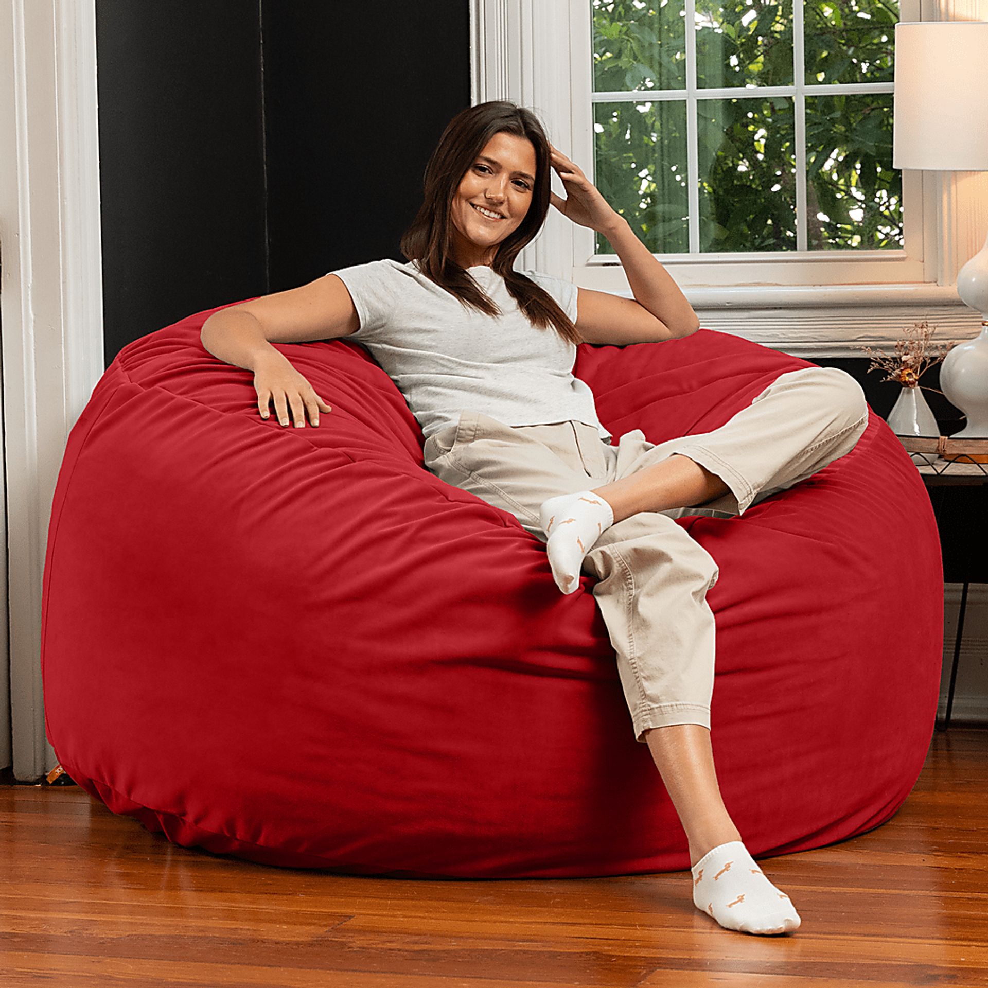 Savenu II Red Large Bean Bag Chair - Image 3