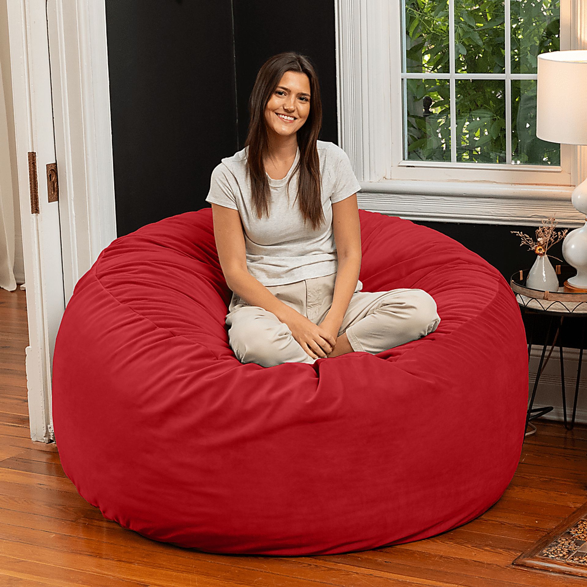 Savenu II Red Large Bean Bag Chair - Image 4