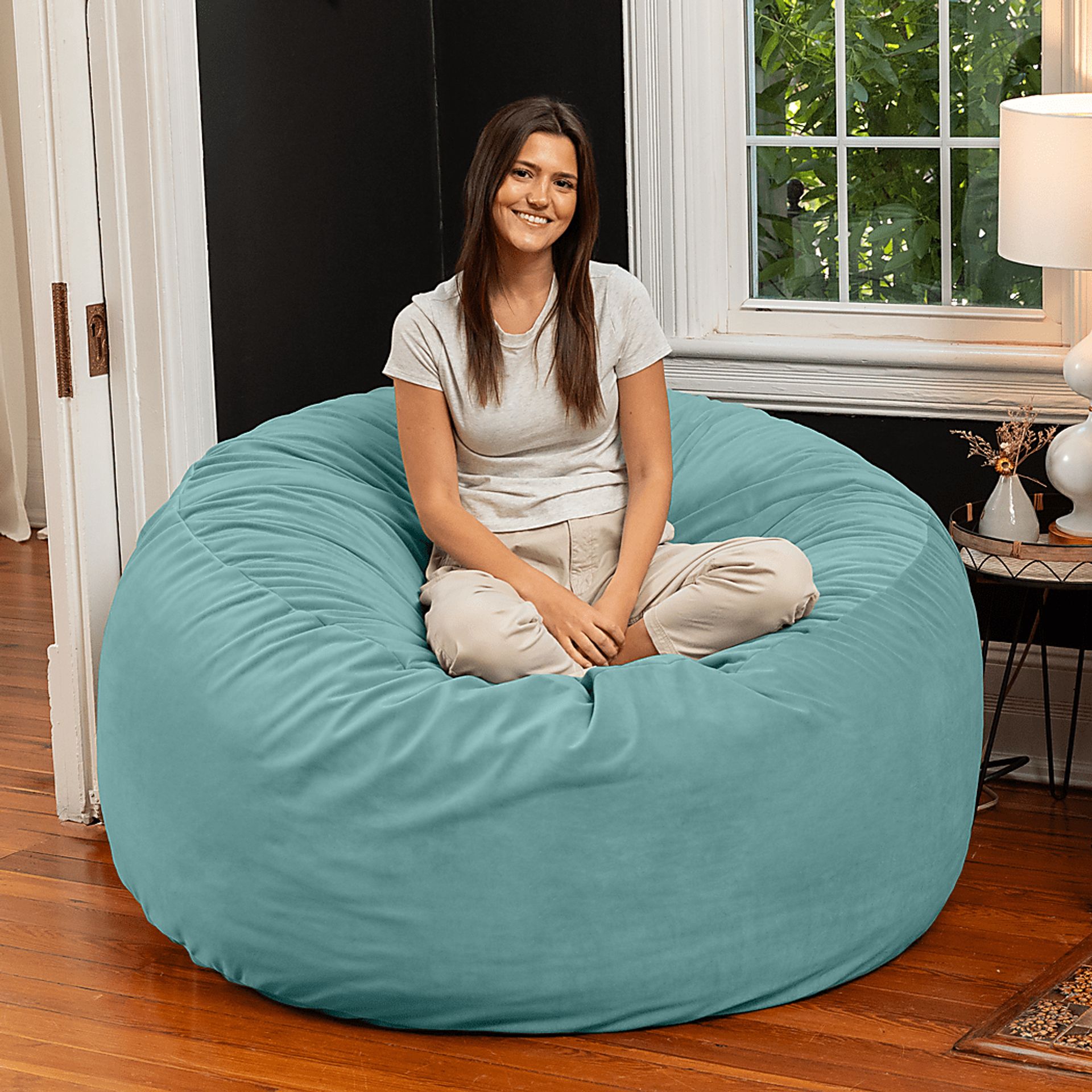 Savenu II Turquoise Large Bean Bag Chair - Image 4