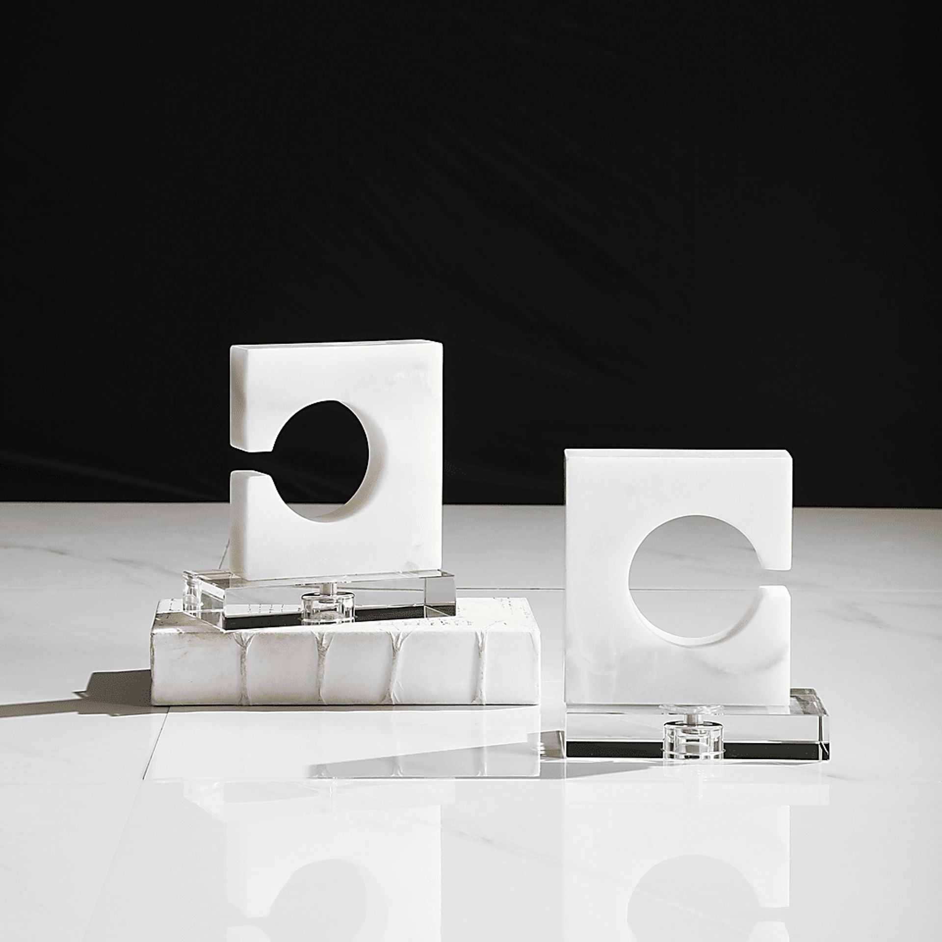 Saverio White Bookend, Set of 2 - Image 4
