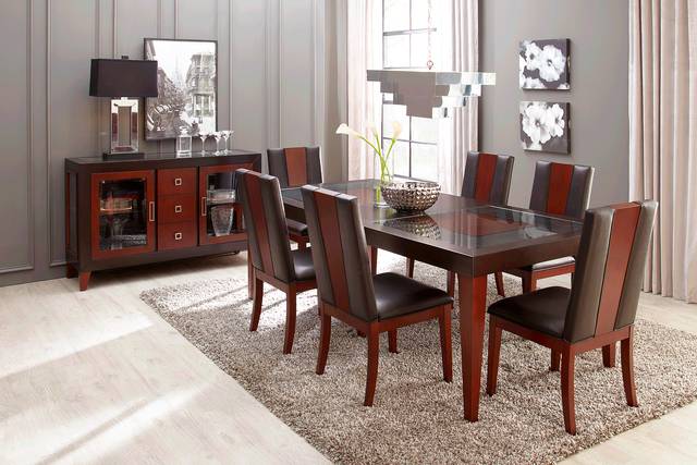 Savona Chocolate 5 Pc Rectangle Dining Room with Wood Back Chairs - Thumbnail - Image 1