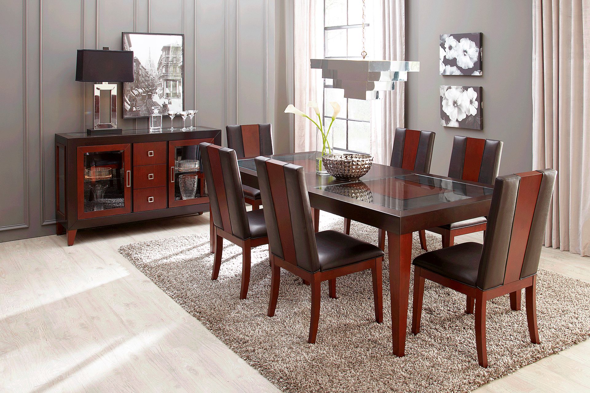 Savona Chocolate 5 Pc Rectangle Dining Room with Wood Back Chairs - Image 1