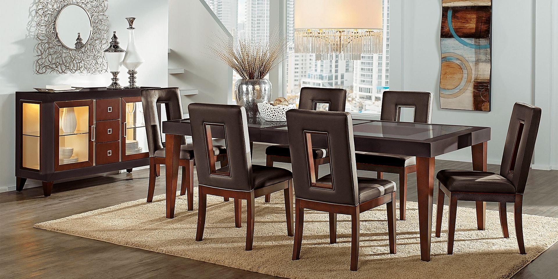 Savona Chocolate 5 Pc Rectangle Dining Room with Open Back Chairs - Image 1