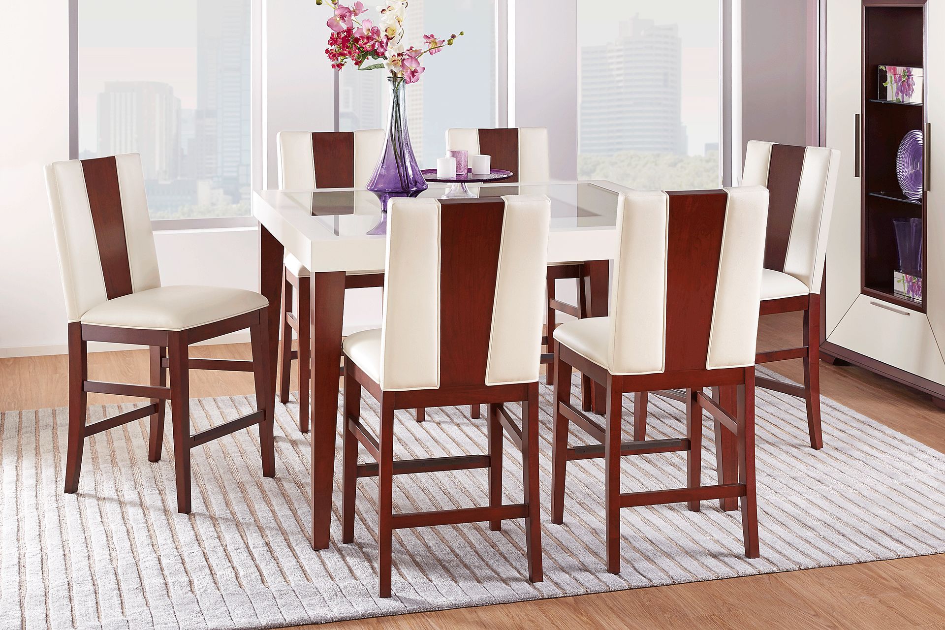 Savona Ivory 5 Pc Counter Height Dining Room with Wood Back Stools - Image 1