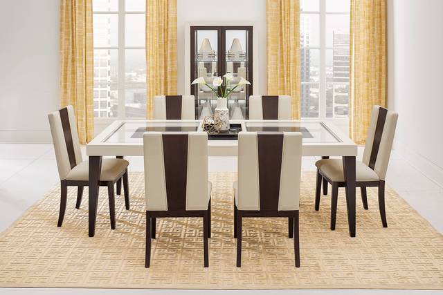 Savona Ivory 5 Pc Rectangle Dining Room with Wood Back Chairs - Thumbnail - Image 1