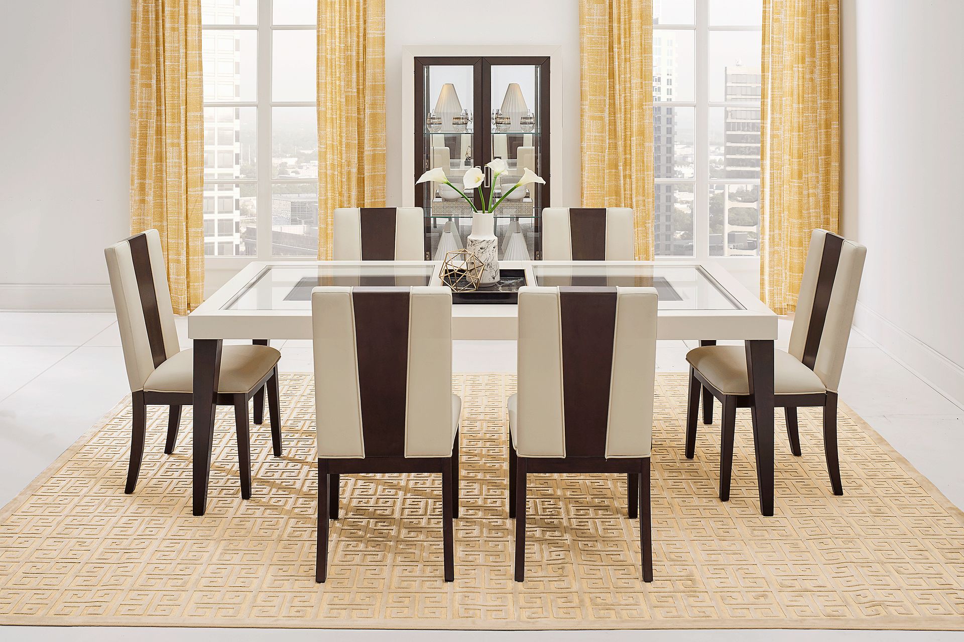 Savona Ivory 5 Pc Rectangle Dining Room with Wood Back Chairs - Image 1