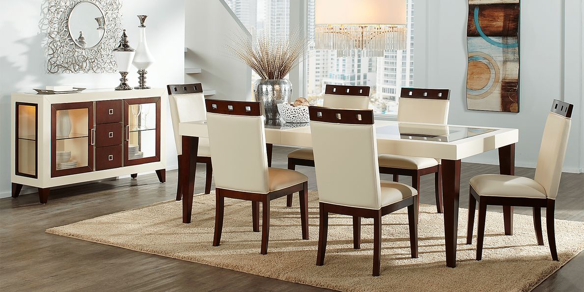 Savona 5 Pc Cherry/Ivory Dark Wood Dining Room Set With Dining Table