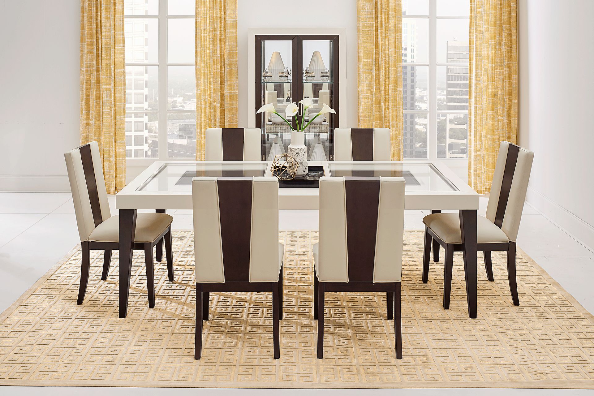 Savona Ivory 8 Pc Rectangle Dining Room with Wood Back Chairs - Image 1