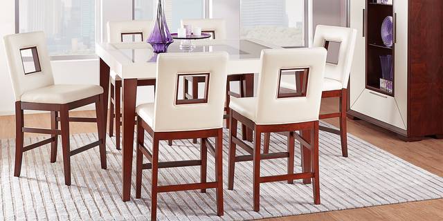 Savona Ivory 5 Pc Counter Height Dining Room with Open Back Stools - Thumbnail - Image 3