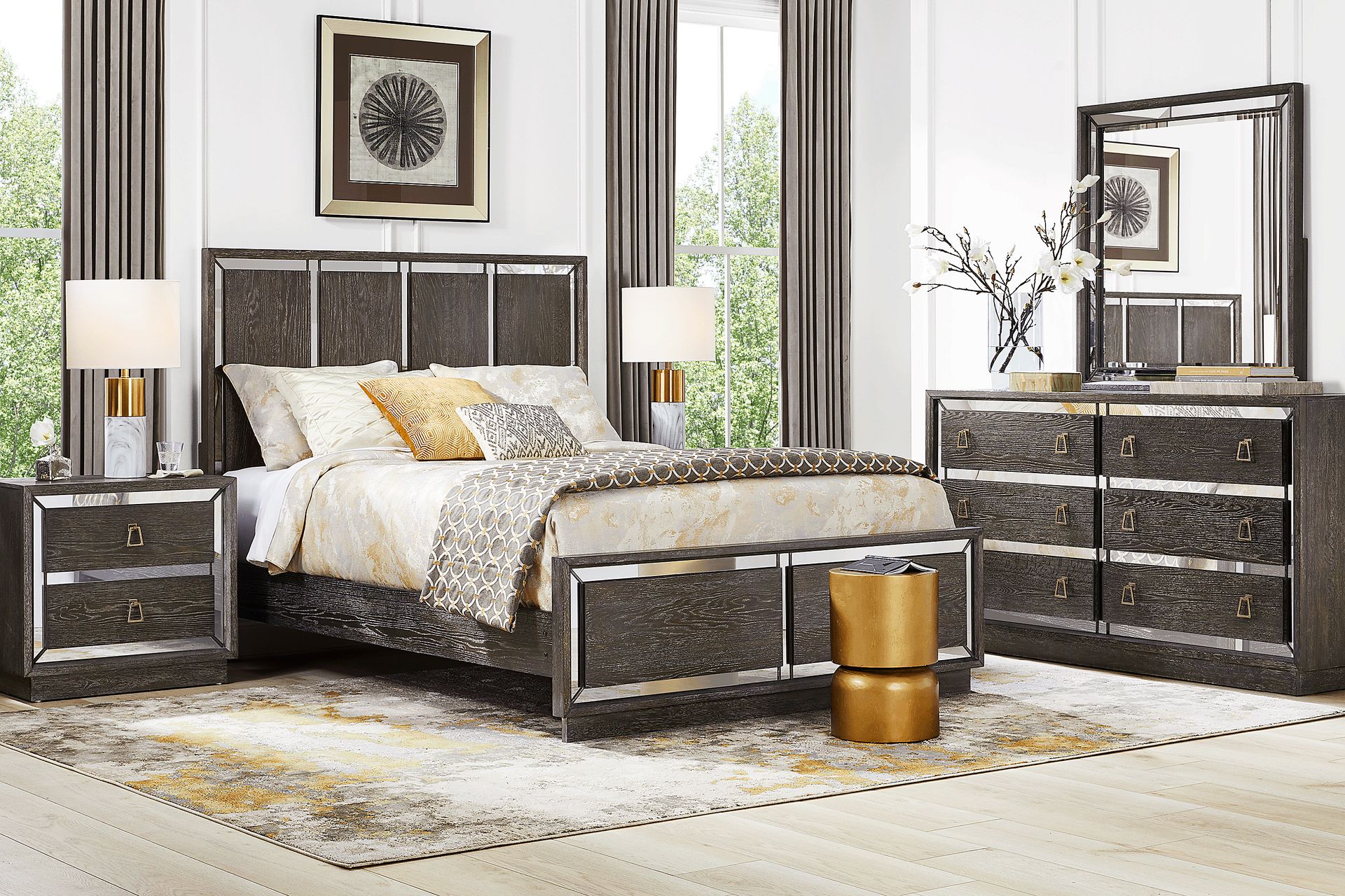 Savoy Creek Ash Gray 7 Pc King Panel Bedroom - Image 1