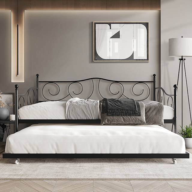 Sawwarers Black Daybed With Trundle - Thumbnail - Image 2