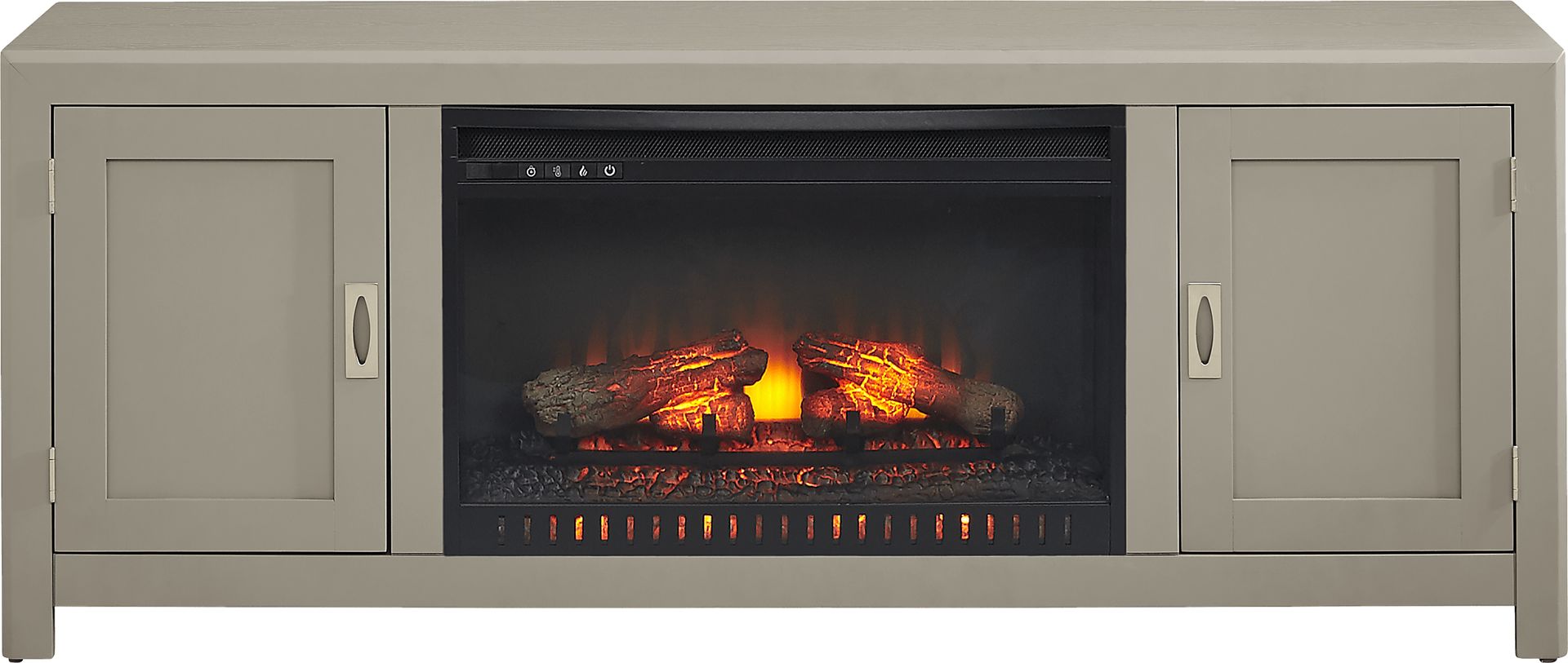 Sawyer Mills Silver 60 in. Console with Electric Log Fireplace - Image 1