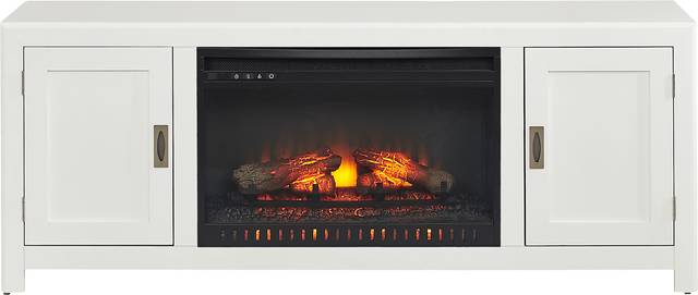 Sawyer Mills White 60 in. Console with Electric Log Fireplace - Thumbnail - Image 1