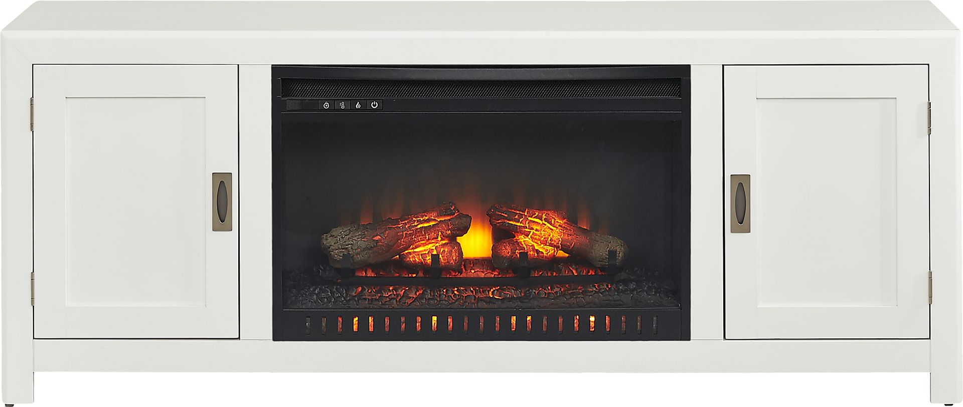 Sawyer Mills White 60 in. Console with Electric Log Fireplace - Image 1