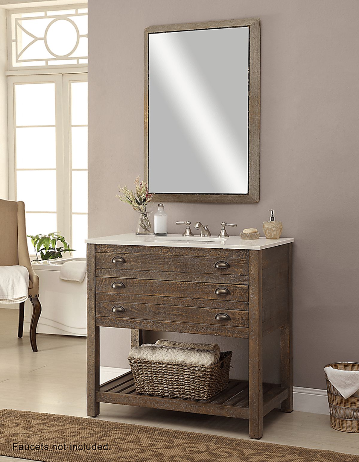 Sayecreek Brown Dark Wood Bathroom Vanity | Rooms to Go