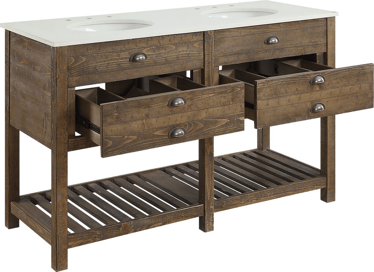 Sayecreek Brown Dark Wood Bathroom Vanity | Rooms to Go